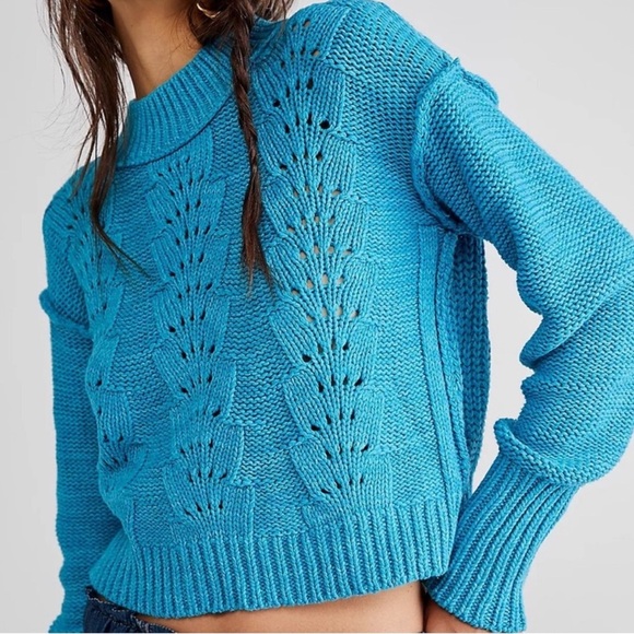 Free People Bell Song Pullover Sweater in Teal Size XS - Picture 2 of 12